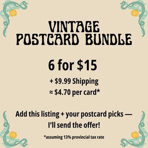 Create Your Own Custom Vintage Postcard Bundle – 6 for $15 + $9.99 Shipping